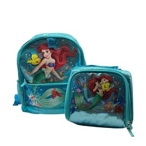 Disney Store Authentic The Little Mermaid Ariel School Backpack WITH LUNCH BAG